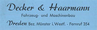 Decker & Haarmann, Fahrzeug- und Maschinenbau